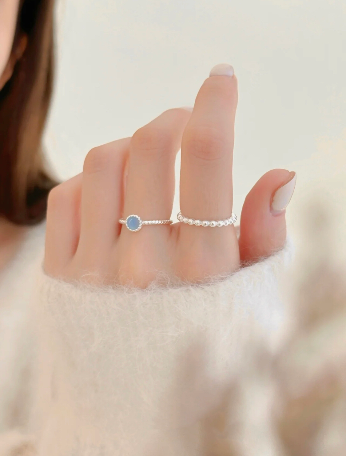 BAGUE BLEUE ET ARGENT