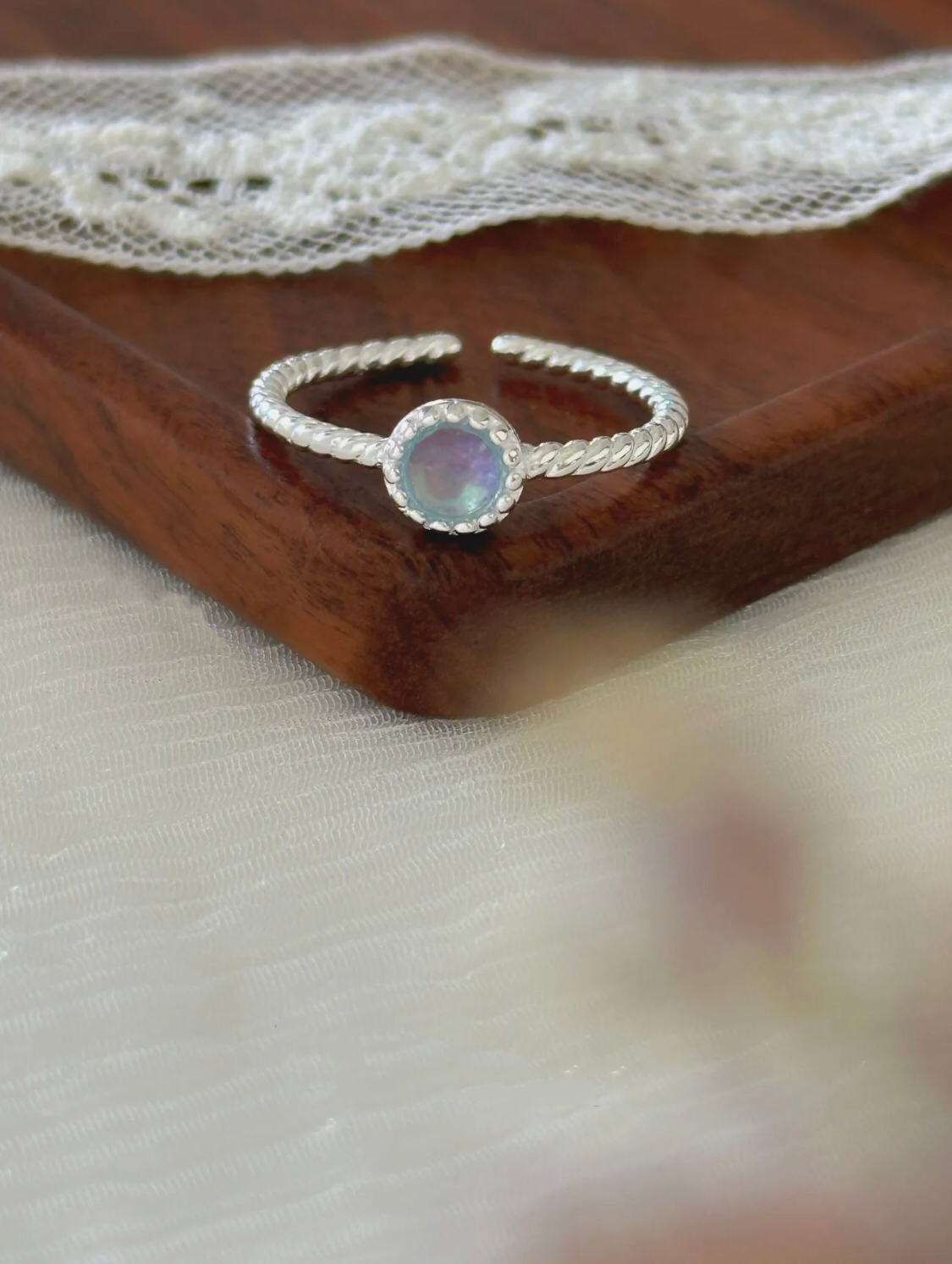 BAGUE BLEUE ET ARGENT