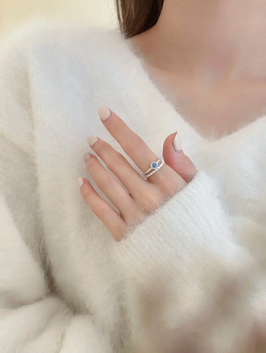 BAGUE BLEUE ET ARGENT