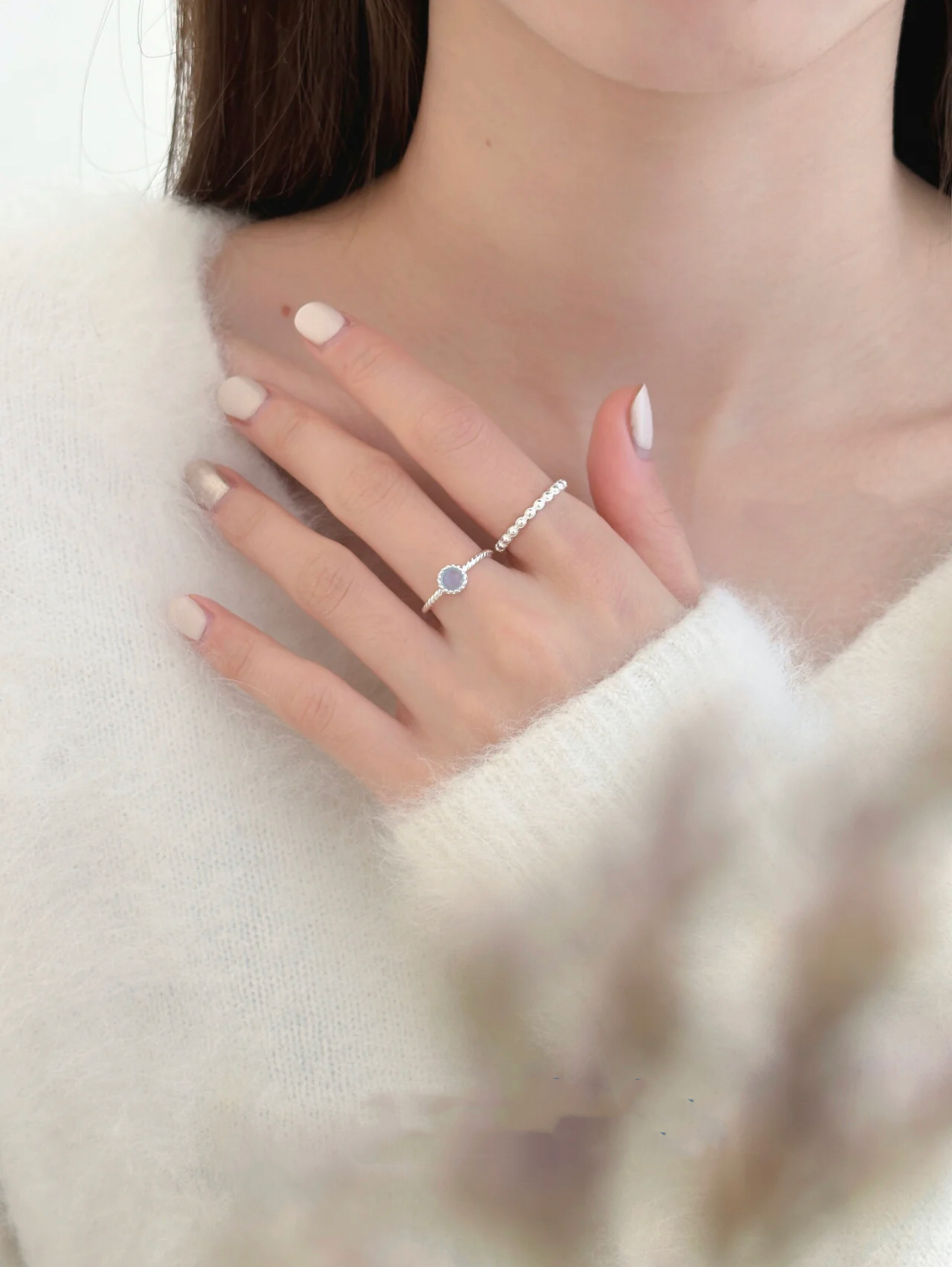 BAGUE BLEUE ET ARGENT