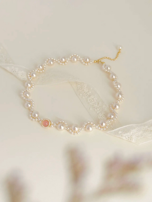 COLLIER VAGUE D'EAU ROSE