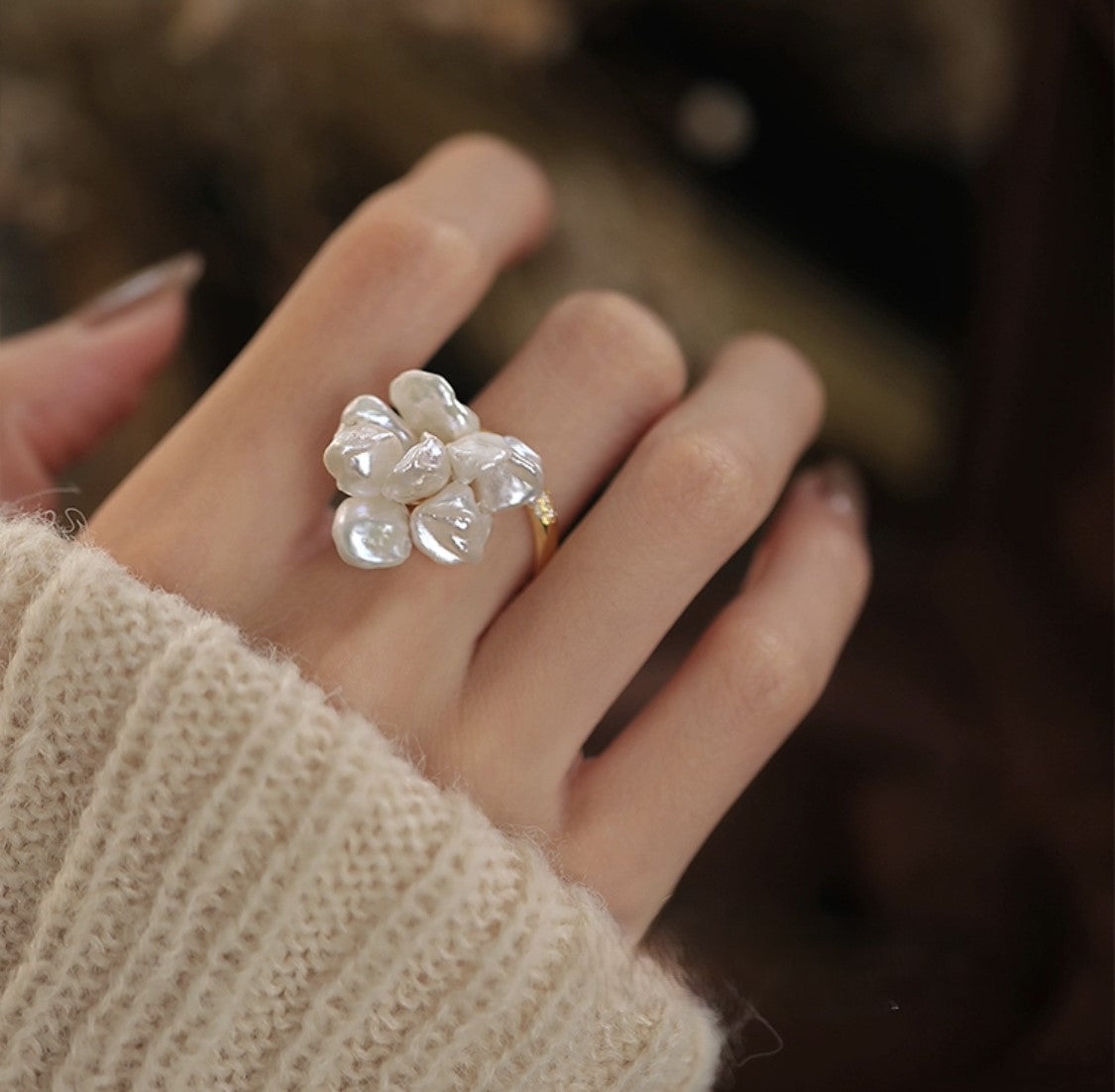 BAGUE PERLE FLORALE