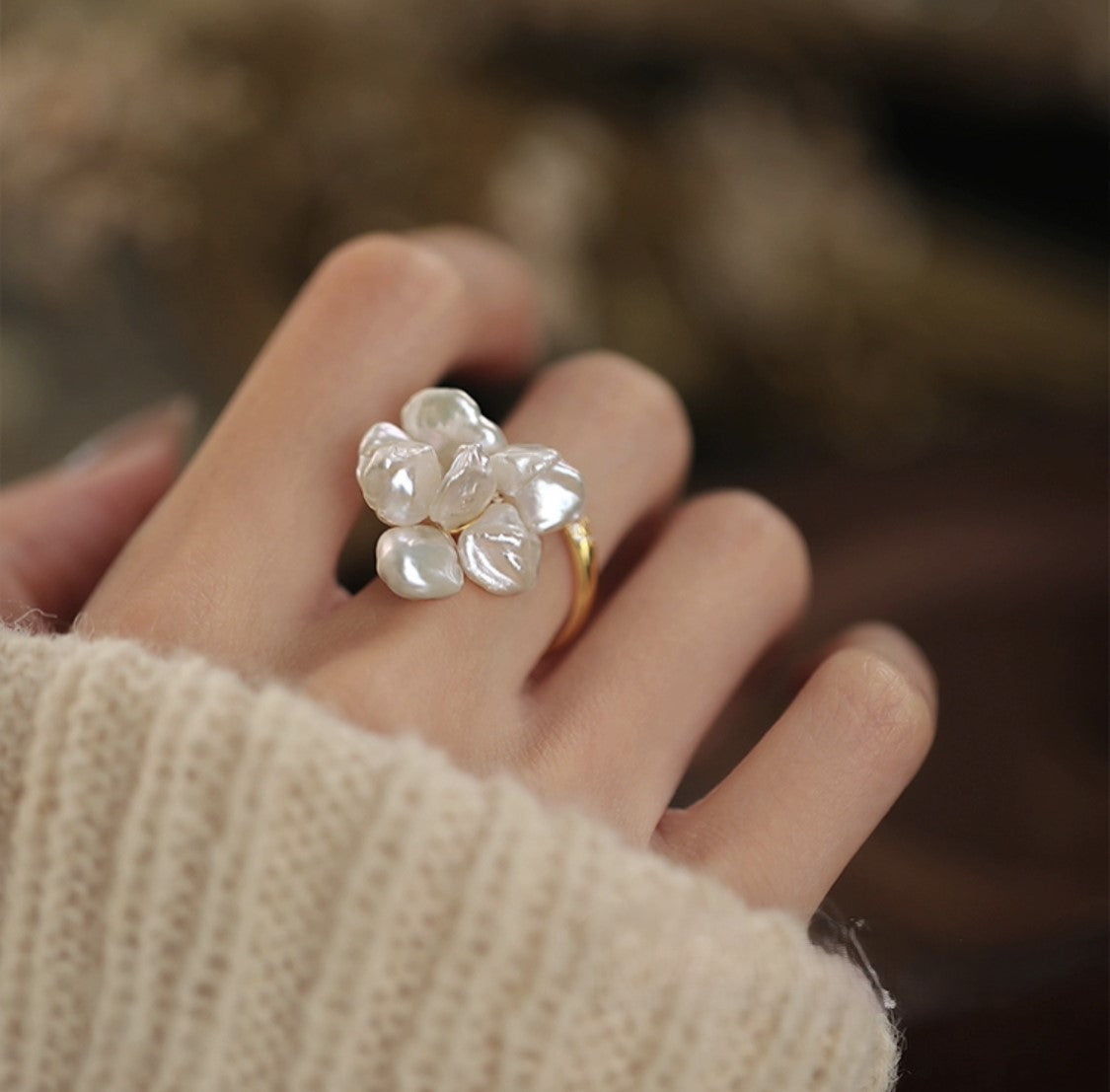 BAGUE PERLE FLORALE