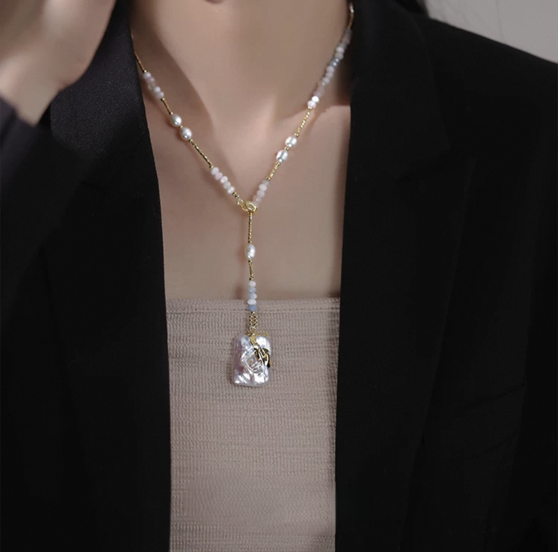 Mauve Pearl Necklace