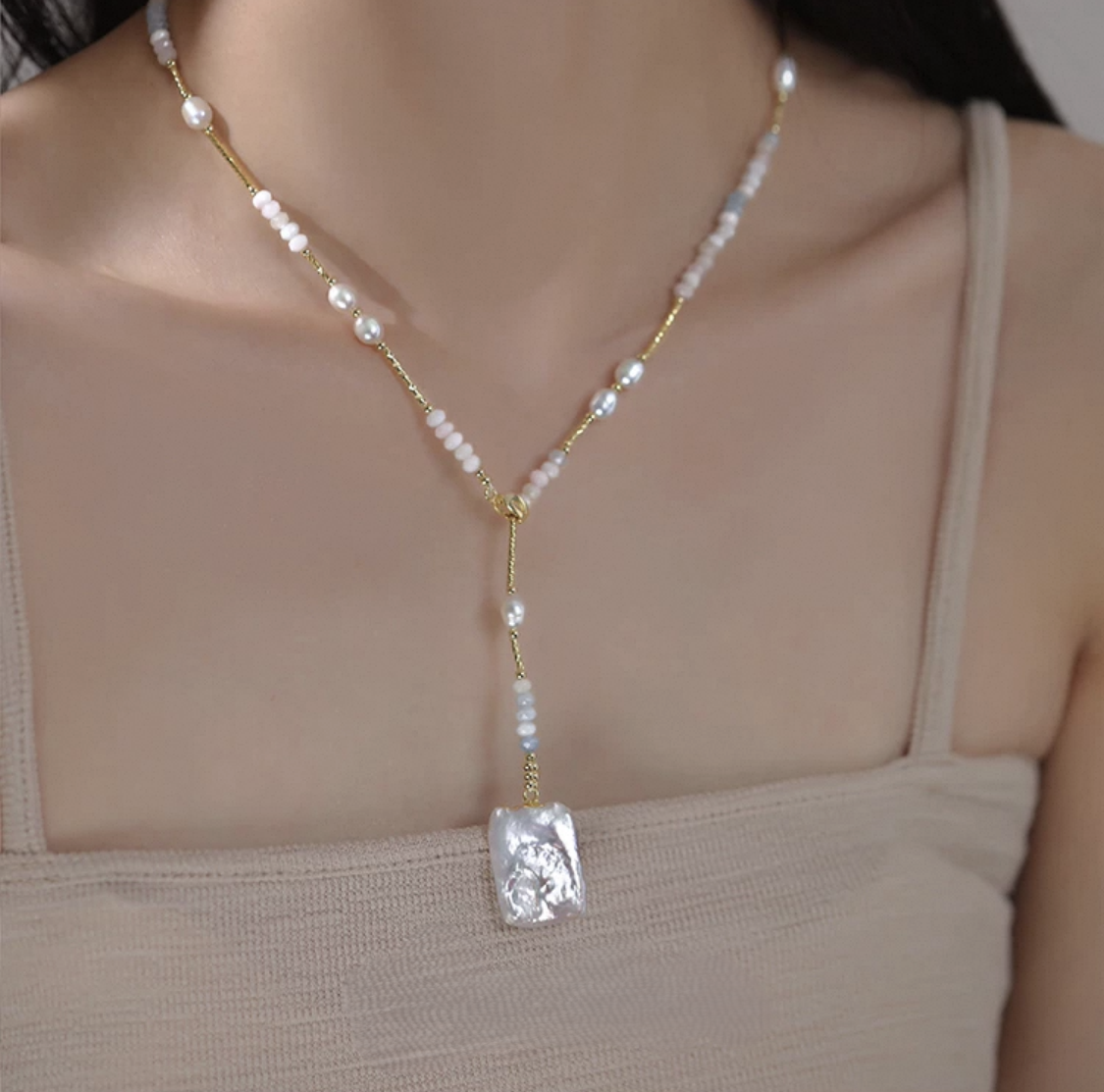 Mauve Pearl Necklace