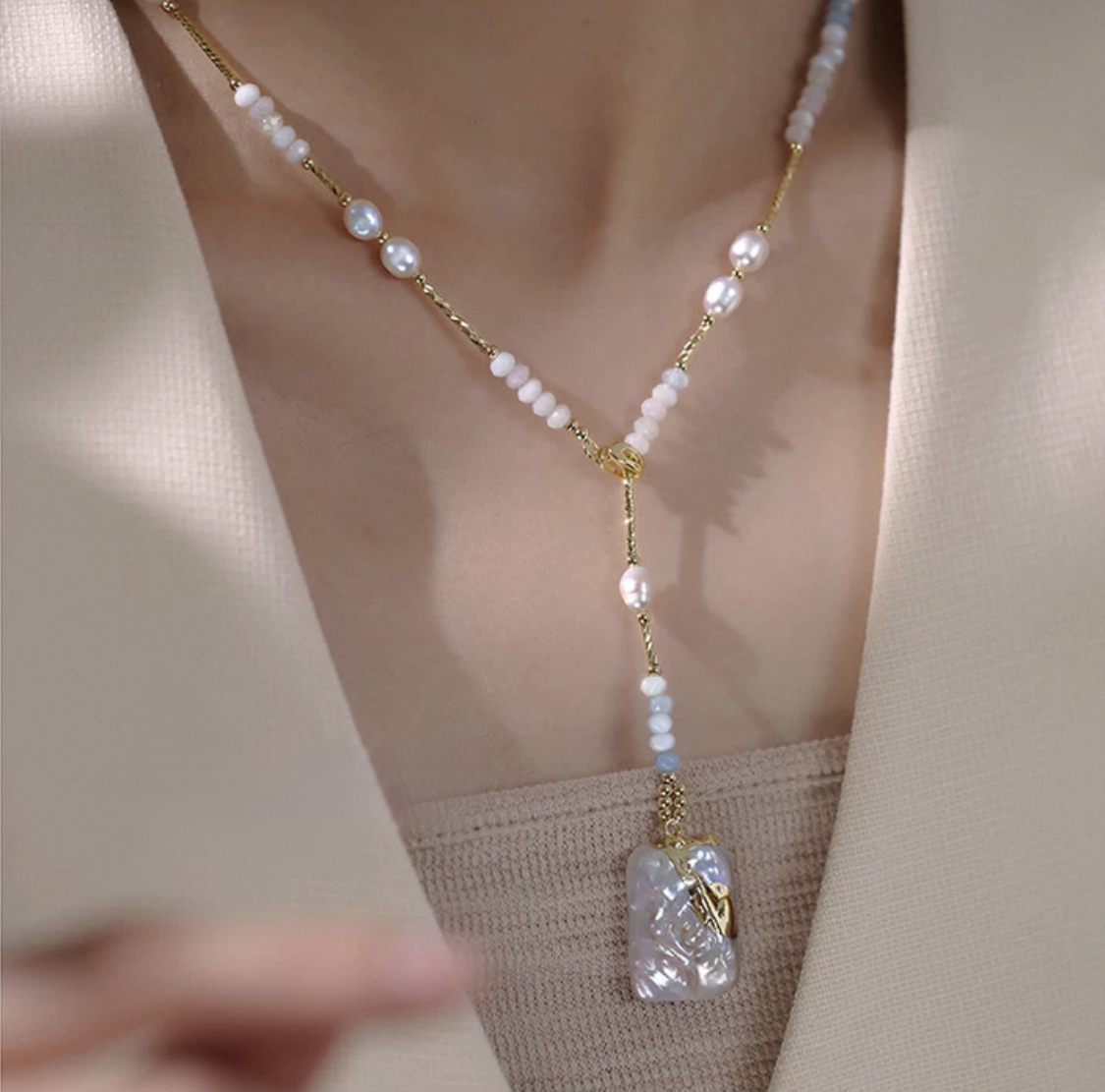 Mauve Pearl Necklace