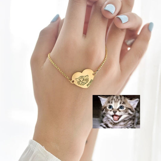 Pet Portrait Heart Bracelet