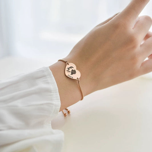 Pet Portrait Heart Bracelet