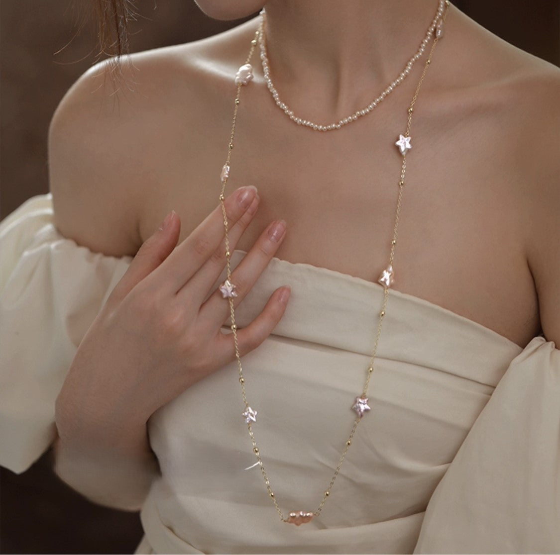 COLLIER DE PERLES ÉTOILES