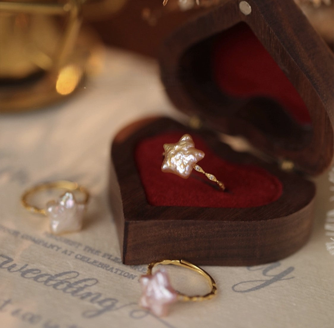 Natural Pearl Star Ring