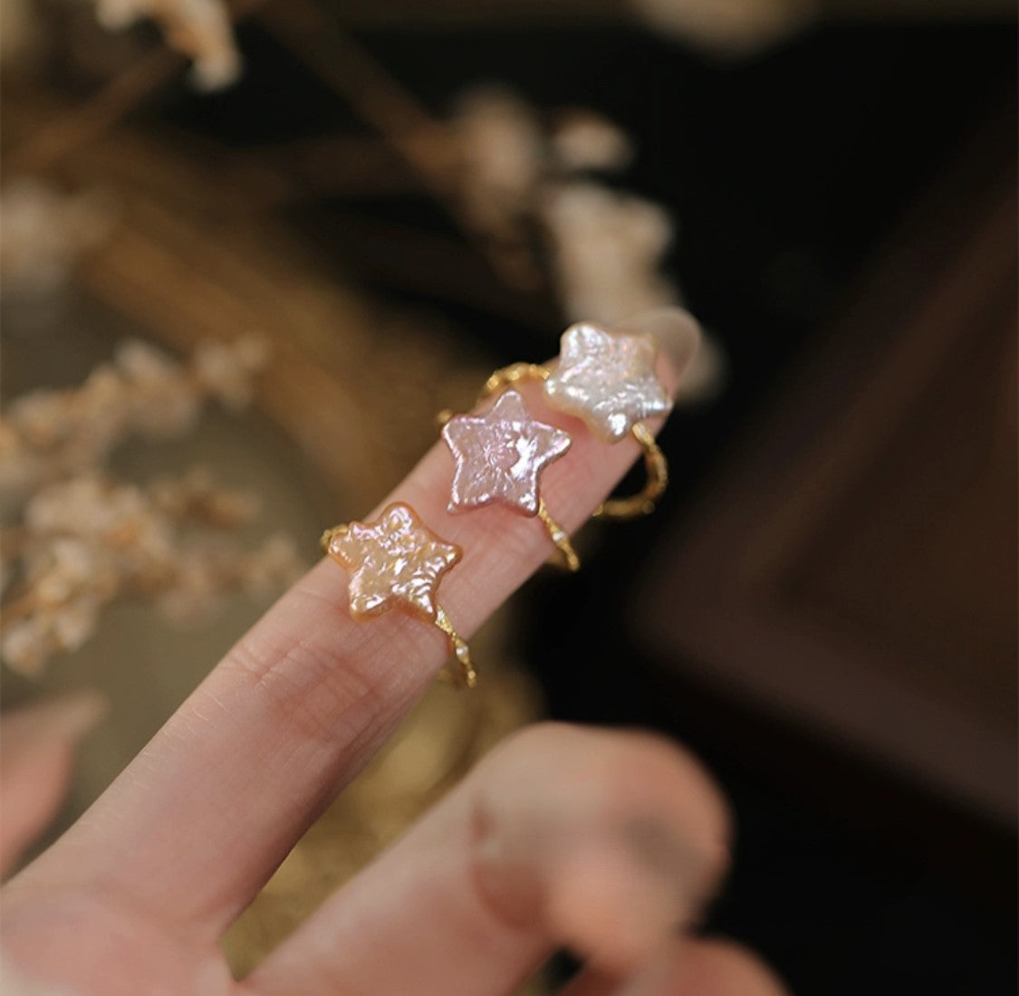 Natural Pearl Star Ring