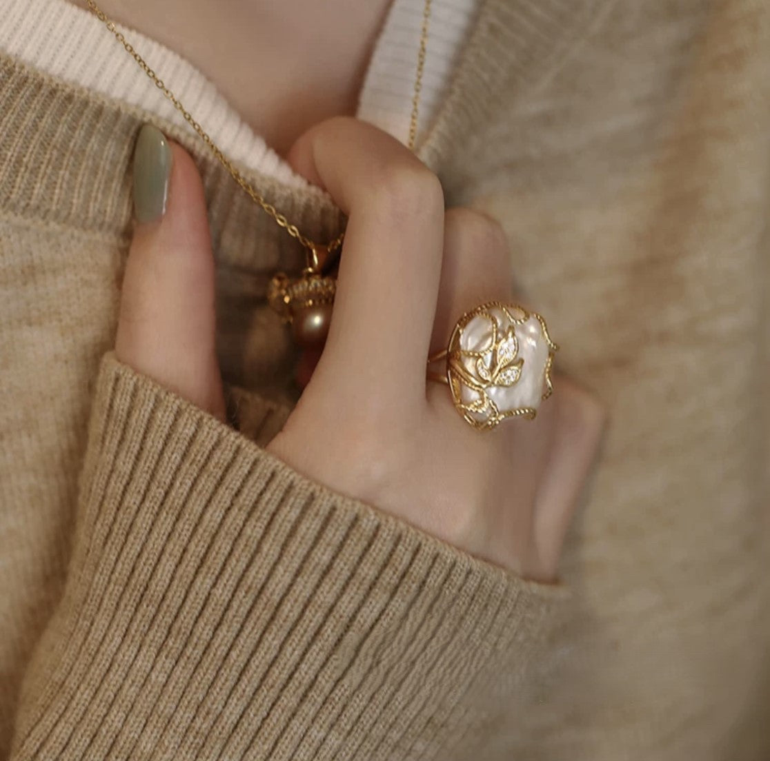 BAGUE PERLE FANTAISISTE