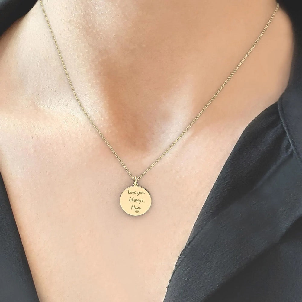 Handwriting & draw Disc Necklace