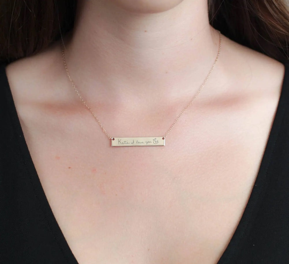 Handwriting Bar Necklace