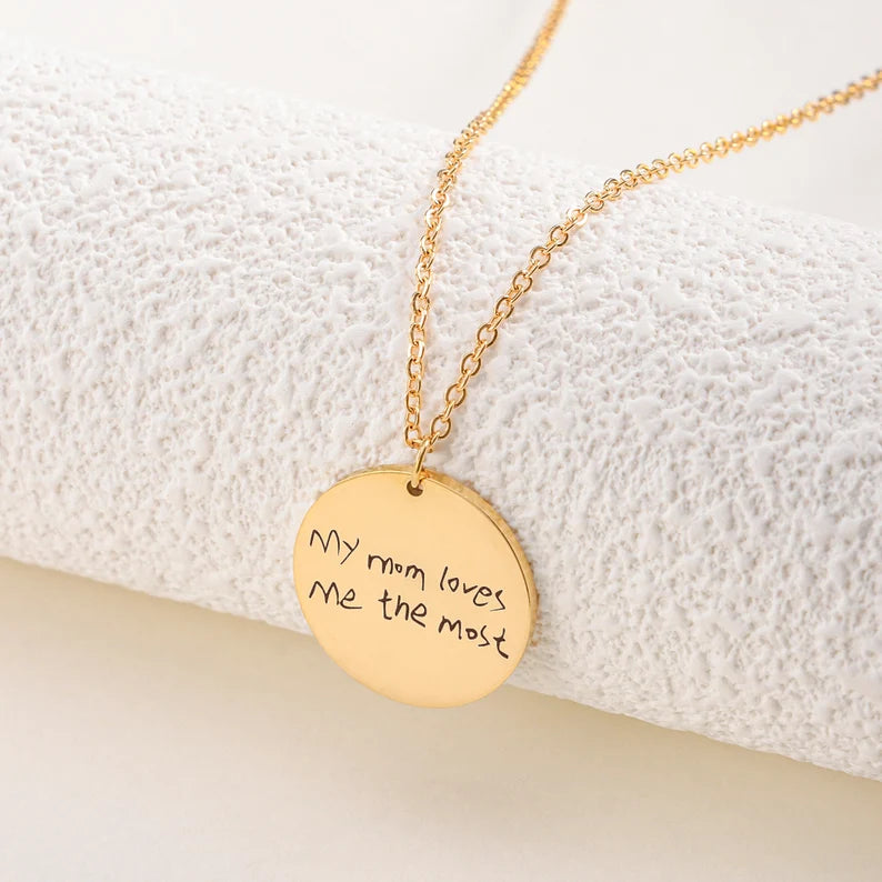 Handwriting & draw Disc Necklace