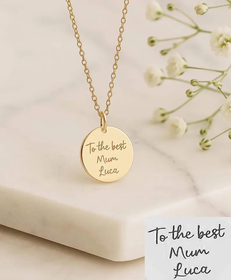 Handwriting & draw Disc Necklace